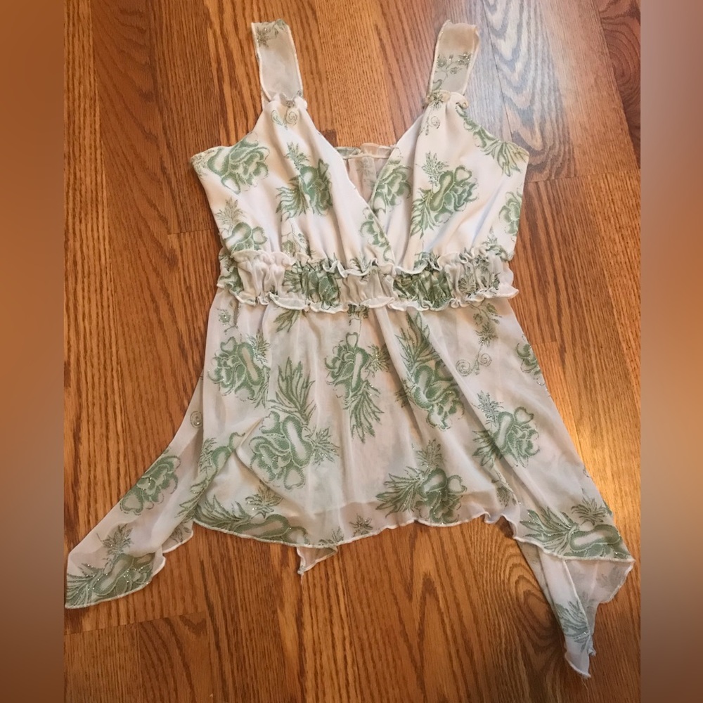 Y2K fairy core vintage half sheer top